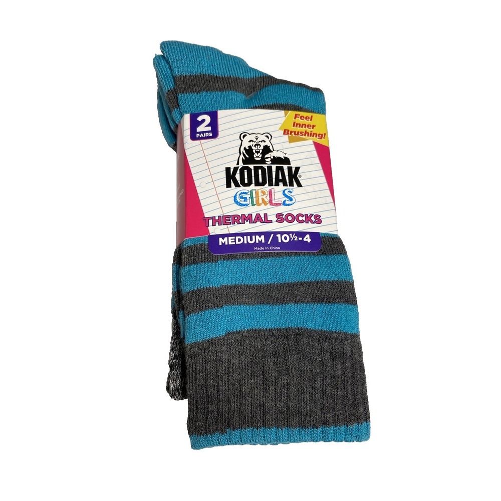 kodiak girls thermal creek socks 2 pairs 1 pack‎ size medium 10.5 - 4